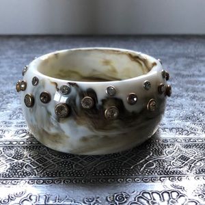 Bangle bracelet with stones